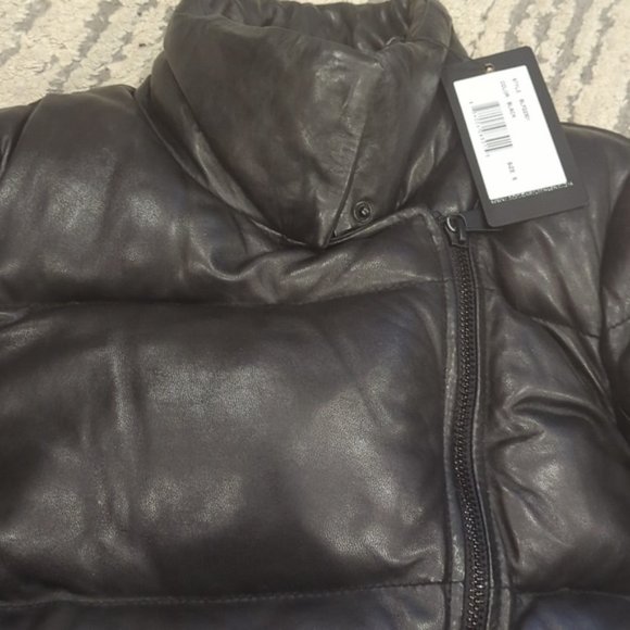 NWT Body & Christensen Black Super Soft Leather Puffer jacket - Picture 4 of 11